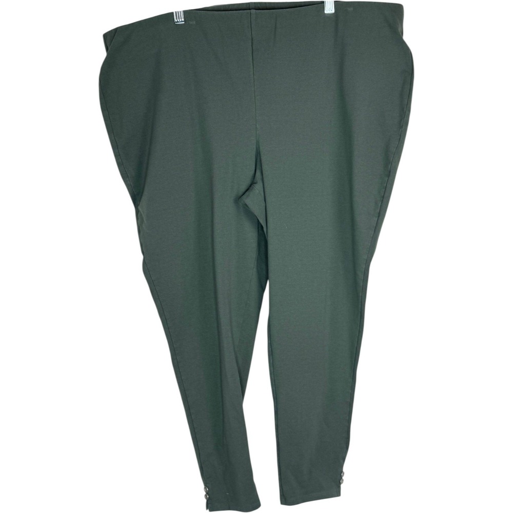 Denim & Co Jogger Women Petite 2X Dark Olive Comfy Knit Pull-On Pants A698965